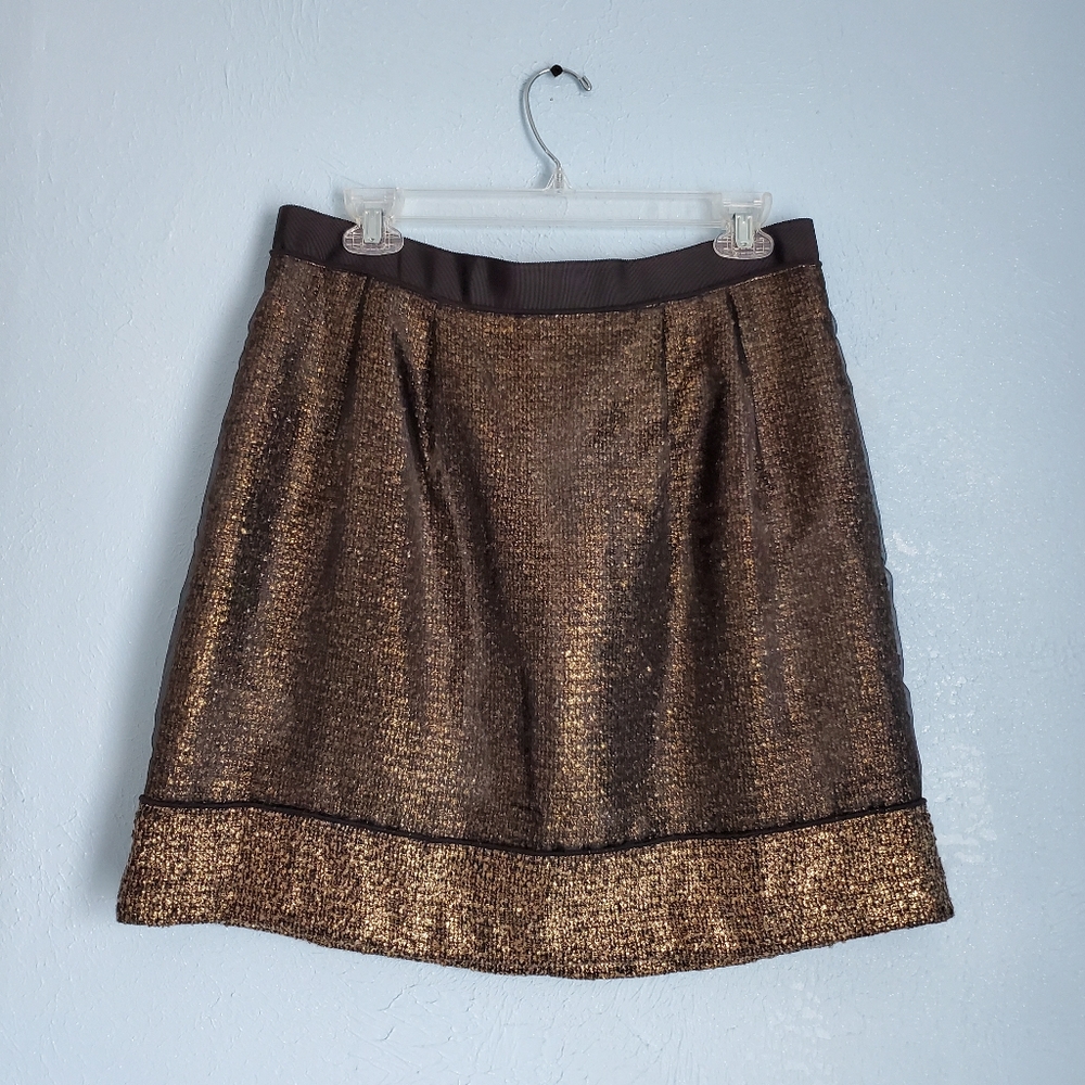 💥NWT Ann Taylor Loft black gold Tweed skirt C10